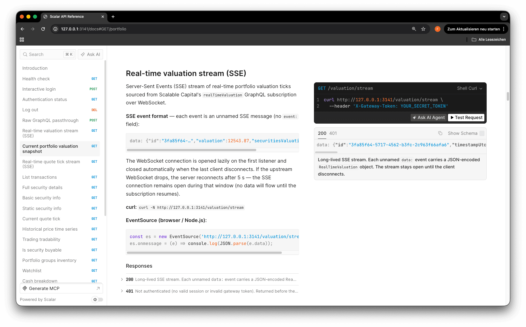 Inoffizielle Scalable Capital API – Portfoliodaten via REST & SSE preview